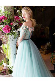 A-line Off-the-shoulder Tulle Prom / Formal Evening Dress with Pearl
