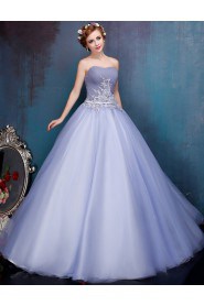 Ball Gown Strapless Tulle Prom / Formal Evening / Quinceanera / Sweet 18 Dress with Flower(s)