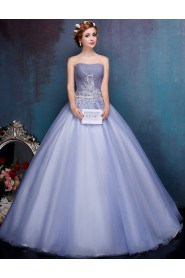 Ball Gown Strapless Tulle Prom / Formal Evening / Quinceanera / Sweet 18 Dress with Flower(s)