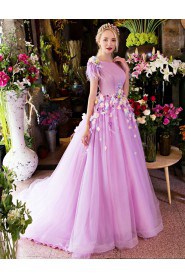 Ball Gown Scoop Prom / Formal Evening Dress with Flower(s)