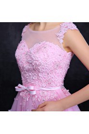 A-line Scoop Prom / Formal Evening Dress with Flower(s)
