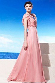 One Shoulder Floor-length Sleeveless Chiffon Formal Prom / Evening Dress