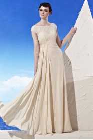 Scoop Floor-length Short Sleeve Chiffon,Satin Formal Prom / Evening Dress