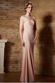 Off-the-shoulder Floor-length Short Sleeve Chiffon Formal Prom / Evening Dress