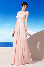 One Shoulder Floor-length Sleeveless Chiffon Formal Prom / Evening Dress