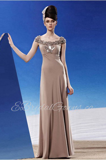 Scoop Floor-length Sleeveless Satin Formal Prom / Evening Dress