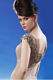 Scoop Floor-length Sleeveless Satin Formal Prom / Evening Dress