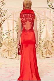 Jewel Floor-length Sleeveless Satin Formal Prom / Evening Dress