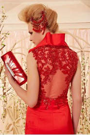 Jewel Floor-length Sleeveless Satin Formal Prom / Evening Dress