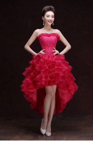 A-line Strapless Asymmetrical Prom / Evening Dress with Embroidery