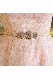 A-line Scoop Short / Mini Prom / Evening Dress with Embroidery
