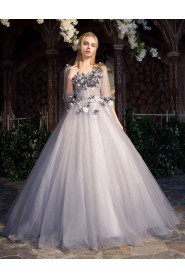 Ball Gown V-neck Prom / Evening Dress with Flower(s)