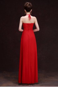 A-line Halter Floor-length Prom / Evening Dress with Crystal