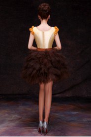 Ball Gown Scoop Short / Mini Prom / Evening Dress with Flower(s)