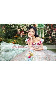 Ball Gown Off-the-shoulder Prom / Evening Dress with Flower(s)