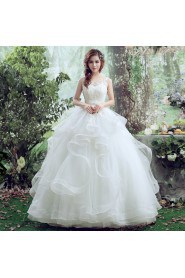 Ball Gown Scoop Sleeveless Wedding Dress with Flower(s)