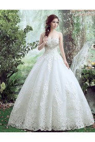 Ball Gown Strapless Sleeveless Wedding Dress with Crystal