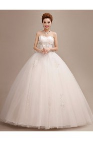 Ball Gown Strapless Sleeveless Wedding Dress with Crystal