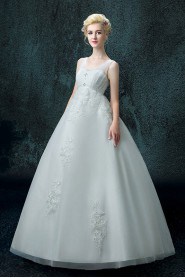 A-line V-neck Organza Wedding Dress