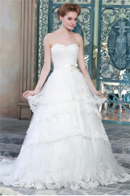 Ball Gown Strapless Lace Wedding Dress