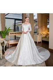 A-line Off-the-shoulder Satin Wedding Dress