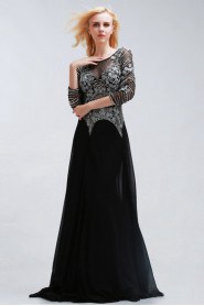 A-line Scoop Tulle,Chiffon Prom / Evening Dress