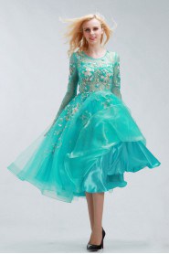 Ball Gown Scoop Tulle Tea-length Prom / Evening Dress