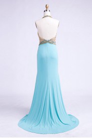 Sheath / Column Halter Chiffon Prom / Evening Dress