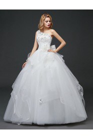 Ball Gown One Shoulder Lace Wedding Dress