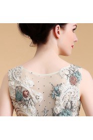 A-line Scoop Tulle Prom / Evening Dress