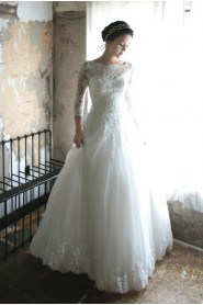 Ball Gown Bateau Lace Wedding Dress