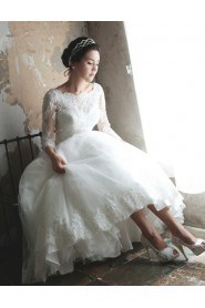 Ball Gown Bateau Lace Wedding Dress