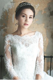 Ball Gown Bateau Lace Wedding Dress