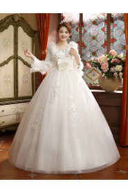 Ball Gown Tulle Wedding Dress with Flower(s)