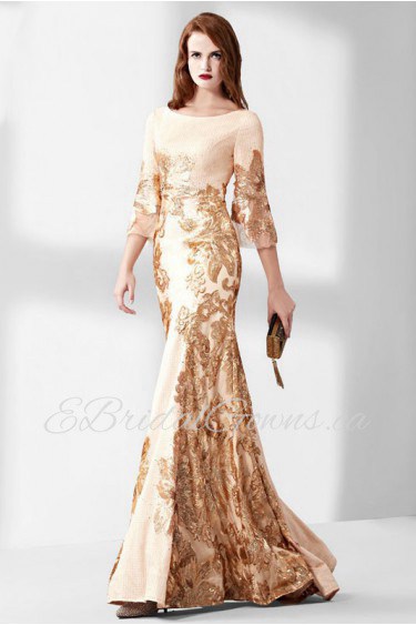 Sheath / Column Scoop Evening / Prom Dress with Beading