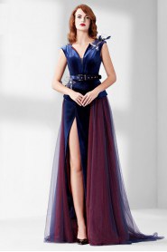 Sheath / Column V-neck Evening / Prom Dress with Flower(s)