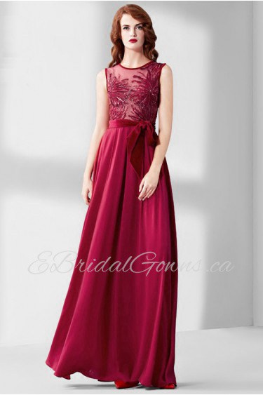 Sheath / Column Scoop Evening / Prom Dress with Beading