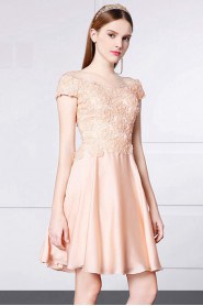 A-line Off-the-shoulder Evening / Prom Dress with Flower(s)