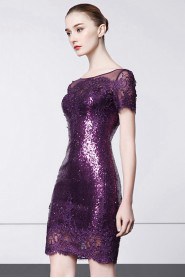 Sheath / Column Scoop Evening / Prom Dress with Embroidery