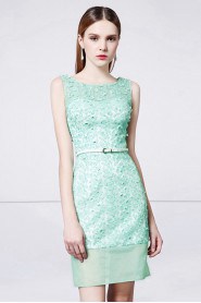 Sheath / Column Scoop Evening / Prom Dress with Embroidery