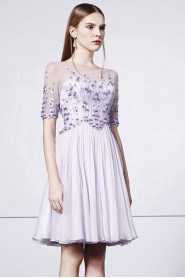 A-line Bateau Evening / Prom Dress with Flower(s)