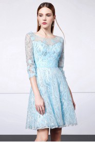 A-line Scoop Evening / Prom Dress with Flower(s)