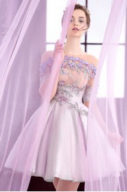 A-line Scoop Evening / Prom Dress with Flower(s)