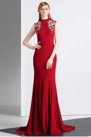 Sheath / Column High Neck Evening / Prom Dress with Rhinestone