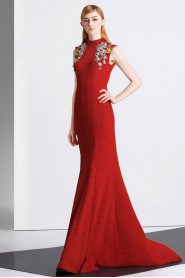 Sheath / Column High Neck Evening / Prom Dress with Rhinestone