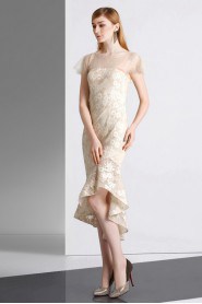 Sheath / Column Scoop Evening / Prom Dress with Flower(s)