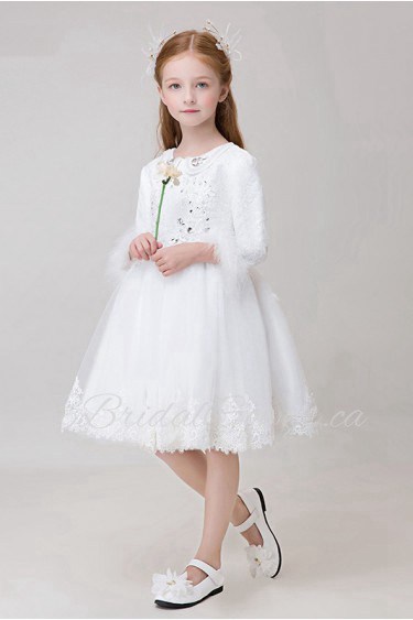 A-line 3/4 Length Sleeve Flower Girl Dress