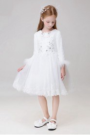 A-line 3/4 Length Sleeve Flower Girl Dress