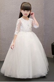 Long Sleeve Lace A-line Flower Girl Dress