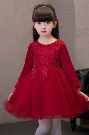 A-line Long Sleeve Lace Flower Girl Dress